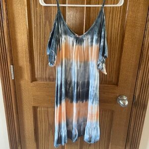 Tie-Dye Cold Shoulder sleeves Dress